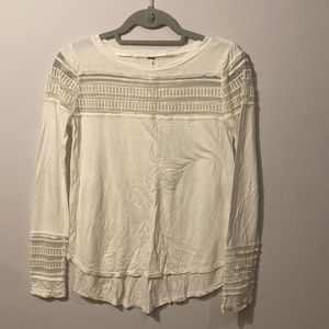 Free People Tee w Embroidered Mesh Cutouts XS